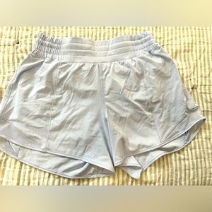 Lululemon. Hotty hot shorts. Size 6. HR  4”. Excellent Consition. pastel Blue.
